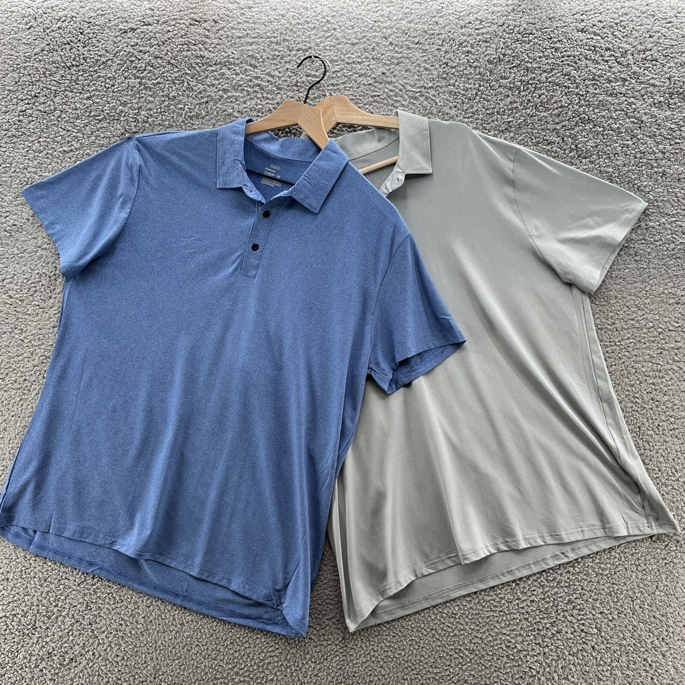 Telaleo Polo Shirt Lot 2 Men XL Blue Gray Tech Performance Lightweight Casual